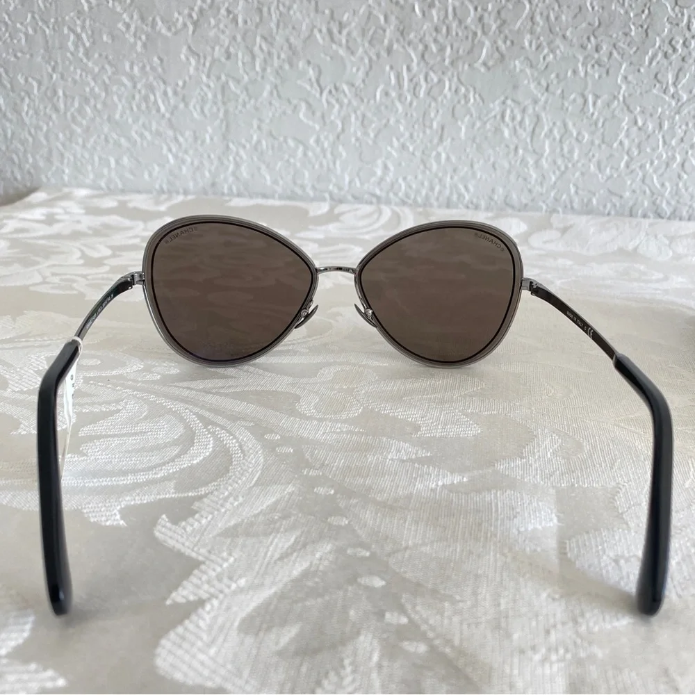 Chanel Butterfly Silver Frame Sunglasses